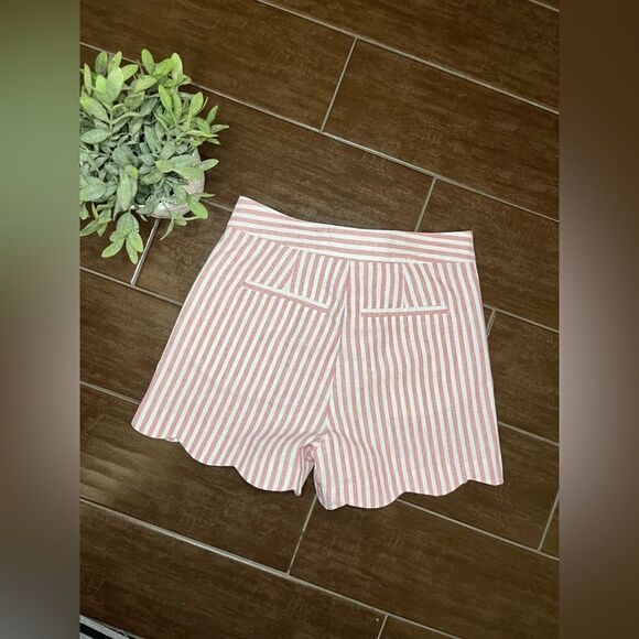 Statement red and white striped scalloped hem tie high waisted shorts sz small - Picture 4 of 7